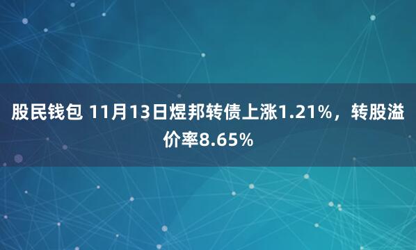 股民钱包 11月13日煜邦转债上涨1.21%，转股溢价率8.65%